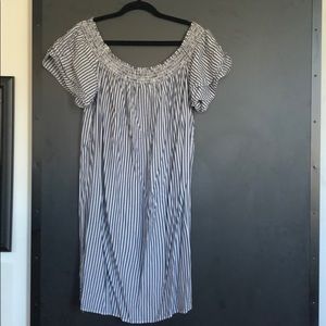 Striped lightweight off the shoulder women’s dress